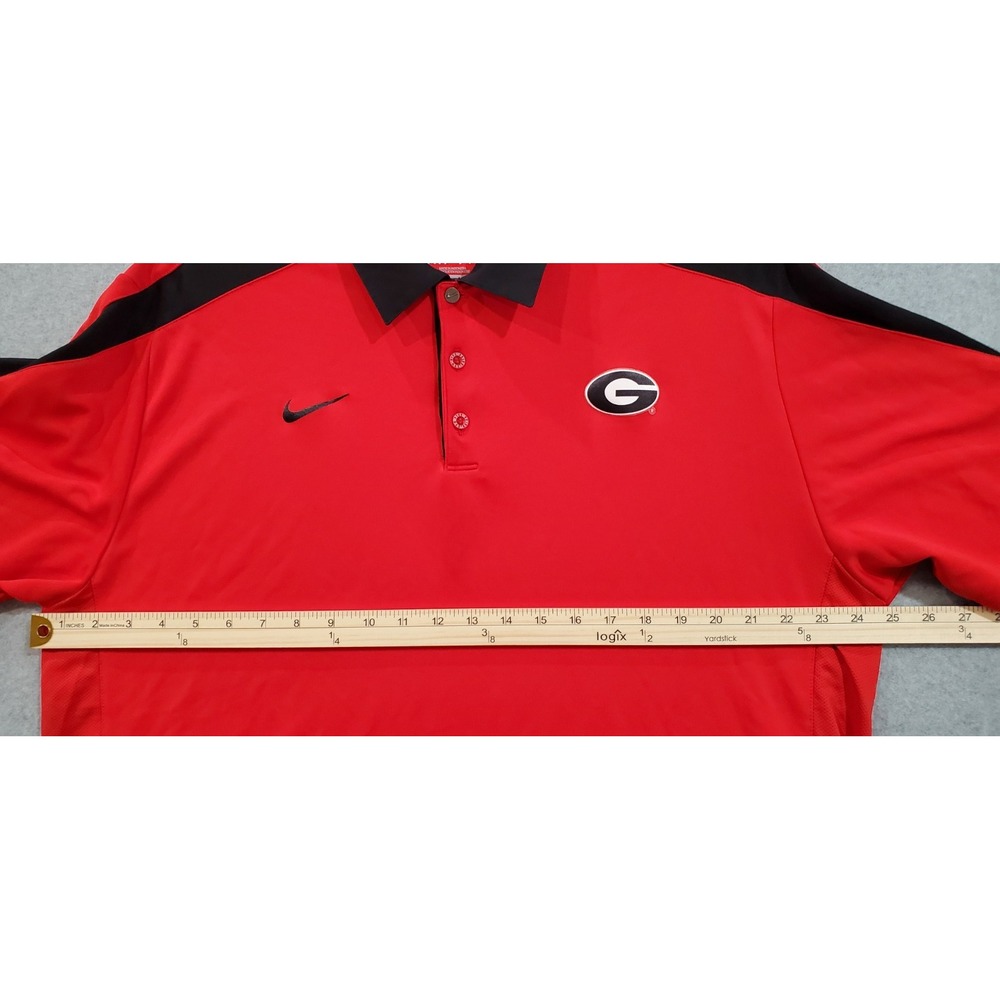 Nike Georgia Bulldogs Team Issue Short Sleeve DriFit Polo Shirt Football Red XL - Picture 4 of 11